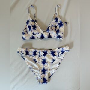 Blue and White Tie-Dye Bikini Set